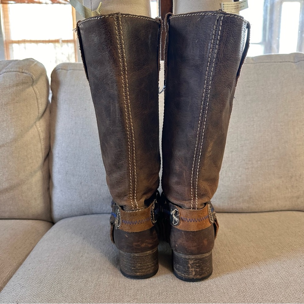 Bed Stu Roma Harness Boots Rugged Brown Leather Pull On Bottle Opener Classic - Picture 9 of 12